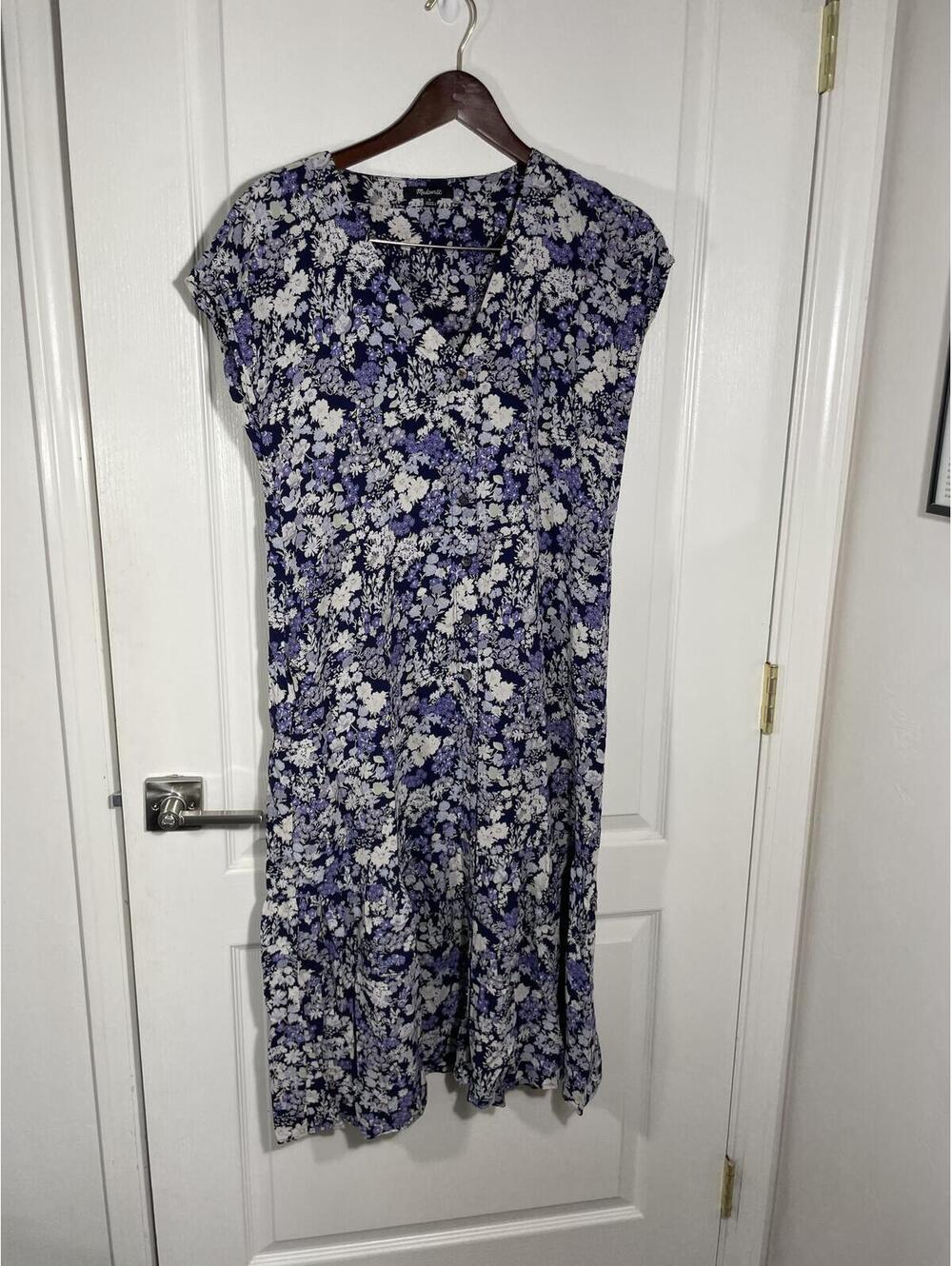 Madewell women's small floral dress straight bodice ruffle flounce cottage